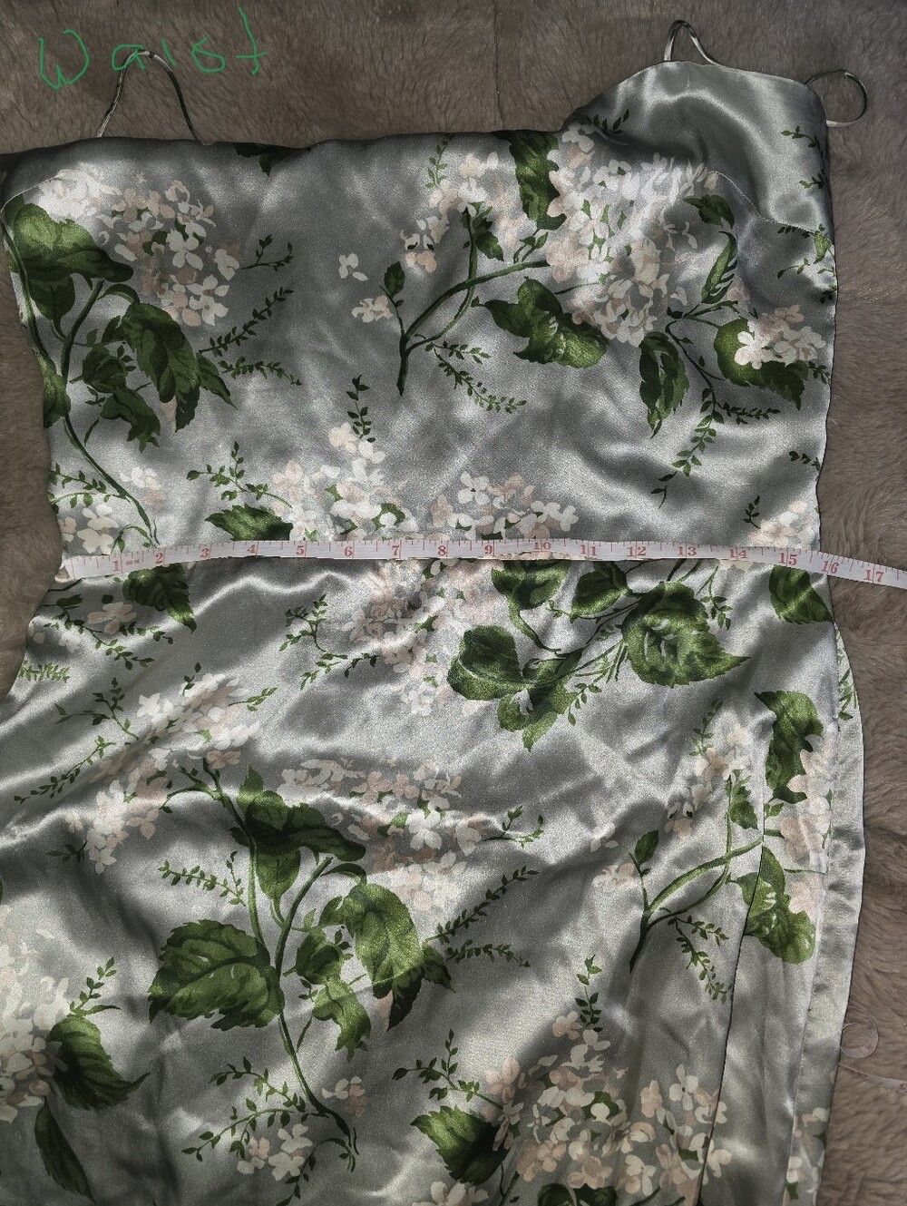 Reformation-Frankie Silk Dress-Sage Green Floral Maxi Dress - Picture 10 of 11